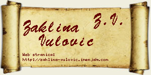 Žaklina Vulović vizit kartica